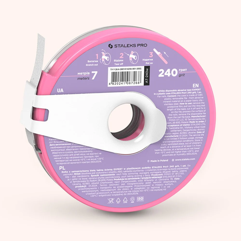 STALEKS Disposable white abrasive tape 240 EXPERT in a plastic case - Image 2