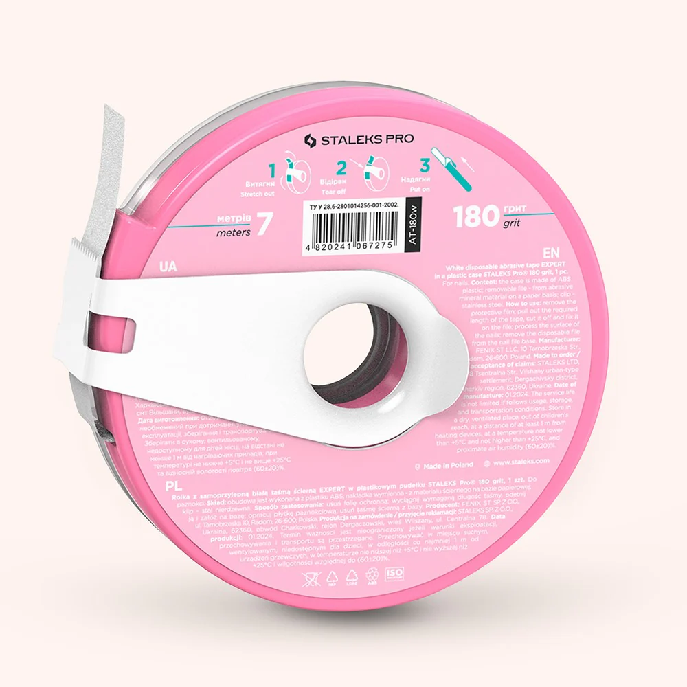 STALEKS Disposable white abrasive tape 180 EXPERT in a plastic case - Image 2